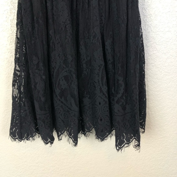 Free People Black Lace Verushka High Neck Button Down Back  Sleeves Mini Dress 6 - Picture 6 of 14